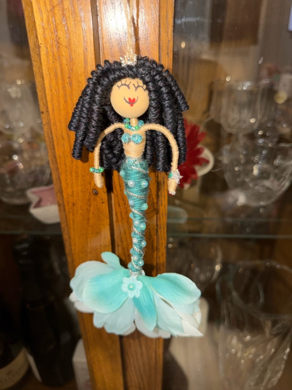 Handmade Teal Mermaid Doll Ornament